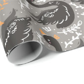 エレガントフローラブラックスワン模様 ラッピングペーパー (ロールコーナー)