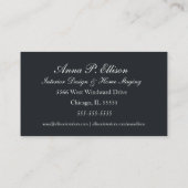 エレガントフローラブラックバックグランプーン汎用テンプレート 名刺 (裏面)
