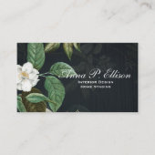 エレガントフローラブラックバックグランプーン汎用テンプレート 名刺 (正面)
