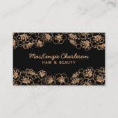 エレガントフローラブラック金ゴールド名刺 名刺 (正面)