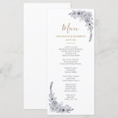 エレガントフローラブラック&ホワイト結婚ズ メニュー (正面/裏面)