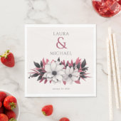 エレガントフローラブラック・マゼン結婚タ紙 スタンダードランチョンナプキン (インサイチュ)