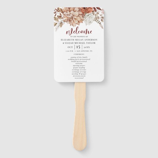 エレガントフローラブルゴーニュ結婚式 プログラムハンドファン ハンドファン (正面)