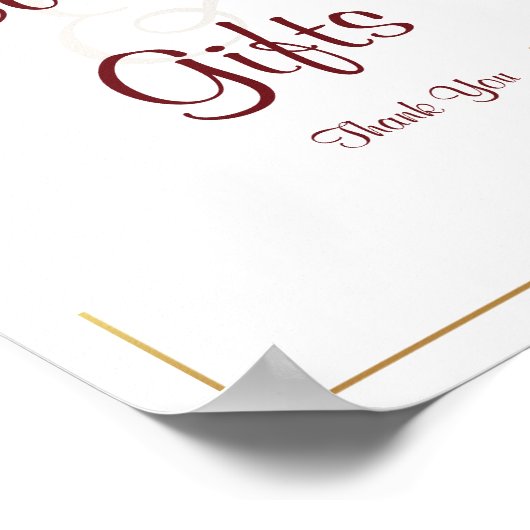 エレガントフローラブルゴーニュ金ゴールド水彩卓上 ポスター (角)