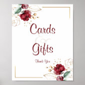 エレガントフローラブルゴーニュ金ゴールド水彩卓上 ポスター (正面)