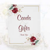 エレガントフローラブルゴーニュ金ゴールド水彩卓上 ポスター