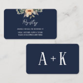 エレガントフローラブルーのギフト登録情報カード エンクロージャーカード (正面/裏面)