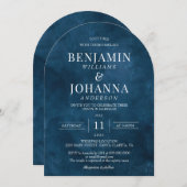 エレガントフローラブルーウォーター結婚カラー 招待状 (正面/裏面)