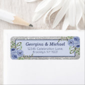 エレガントフローラブルーシルバーグリッタースパークルリターン ラベル (インサイチュ)