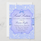 エレガントフローラブルースウィート16誕生日招待状 招待状 (正面)