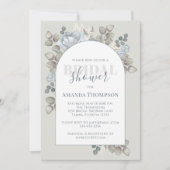 エレガントフローラブルースタイリッシュトレンディーアーチ水色 招待状 (正面)