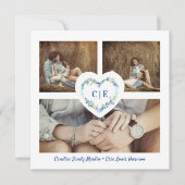 エレガントフローラブルーハート3写真婚約 セーブザデート (正面)