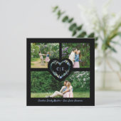 エレガントフローラブルーハート3写真婚約 招待状 (スタンド正面)