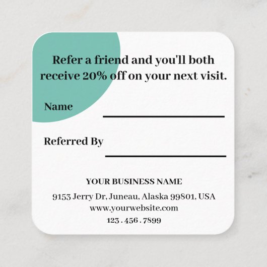 エレガントフローラブルービジネス 紹介カード (裏面)