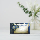 エレガントフローラブルーペチュニアスアイボリー背景 名刺 (スタンド正面)