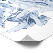 エレガントフローラブルーホワイトウェルカムブライダルシャワー ポスター (角)