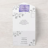 エレガントフローラブルーラベンダーウォーター結婚カラー オールインワン招待状 (外側)
