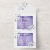 エレガントフローラブルーラベンダーウォーター結婚カラー オールインワン招待状 (内側)