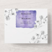 エレガントフローラブルーラベンダーウォーター結婚カラー オールインワン招待状 (裏面)