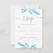 エレガントフローラブルー伝統的グ結婚レイ 出欠カード (正面)