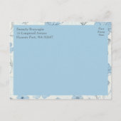 エレガントフローラブルー庭園の結婚式日付の保存 案内ポストカード (裏面)