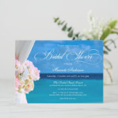エレガントフローラブルー海ビーチブライダルシャワー 招待状 (スタンド正面)