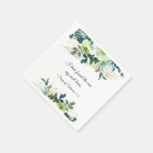 エレガントフローラブルー金ゴールドグリーンリー結婚バイブル スタンダードカクテルナプキン (角)