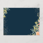 エレガントフローラブルー金ゴールド退職アドバイスカード ポストカード (裏面)