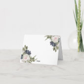 エレガントフローラブルー，ピンク結婚のサンキューカード サンキューカード (裏面)