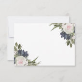 エレガントフローラブルー、ピンク結婚の応答カード 出欠カード (裏面)