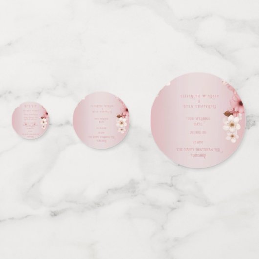 エレガントフローラブロッサム結婚式招待状デザイン コンフェッティ (裏面)