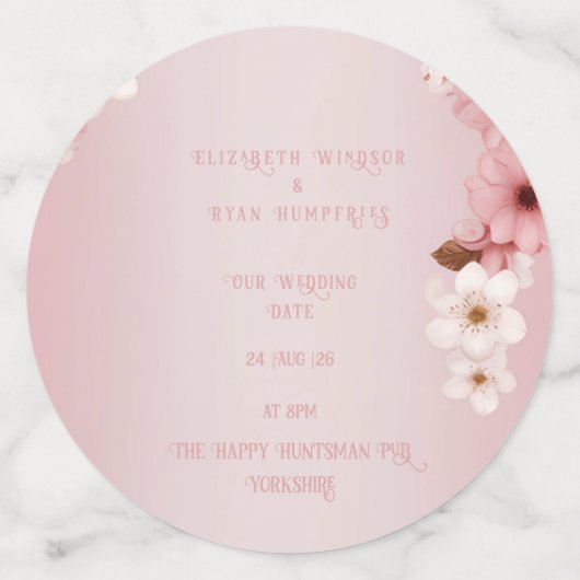 エレガントフローラブロッサム結婚式招待状デザイン コンフェッティ (ラージ裏面)