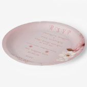 エレガントフローラブロッサム結婚式招待状デザイン ペーパープレート (アングル)