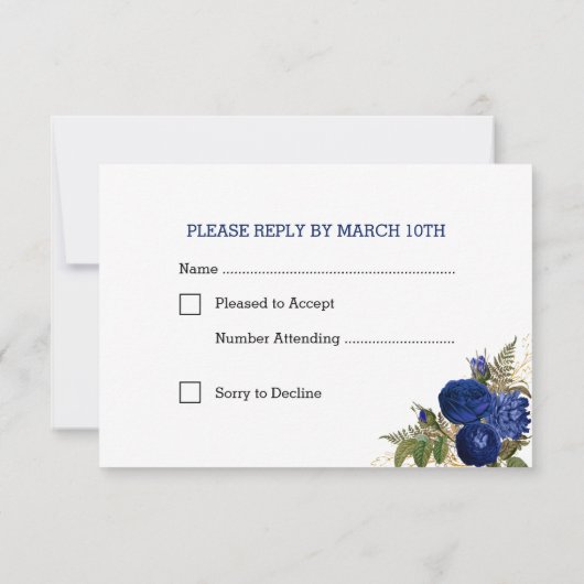 エレガントフローラブ王室のルーバラと金ゴールド花 出欠カード (裏面)