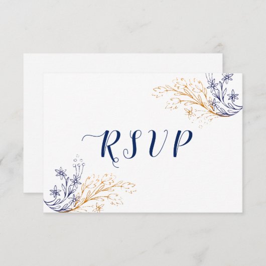 エレガントフローラブ王室のルーバラと金ゴールド花 出欠カード (正面/裏面)