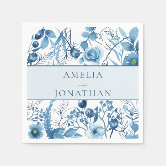 エレガントフローラブ結婚ルー スタンダードカクテルナプキン (正面)