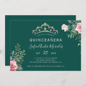 エレガントフローラプリンセスティアラグリーンキンセアニェライン 招待状 (正面/裏面)