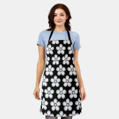 エレガントフローラプリント | 植物性デザイン エプロン (着用した状態)