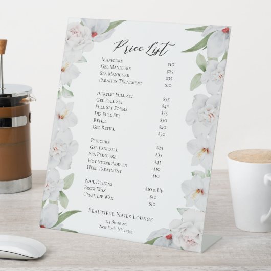 エレガントフローラプロフェッショナルネイルサロン価格表 台座サイン (インサイチュ)