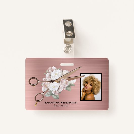 エレガントフローラヘアサロン社員写真バッジ バッジ (正面クリップ)