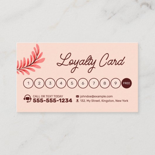 エレガントフローラヘアサロン美容師メイクアップアート ロイヤリティカード (裏面)