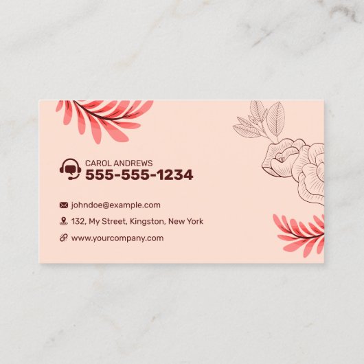 エレガントフローラヘアサロン美容師メイクアップアート 名刺 (裏面)