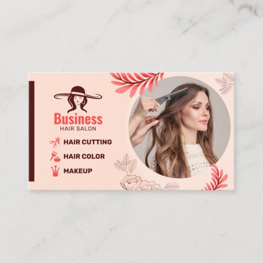 エレガントフローラヘアサロン美容師メイクアップアート 名刺 (正面)