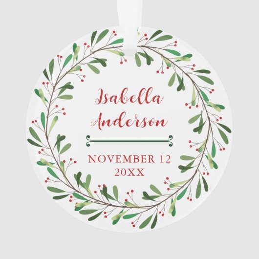 エレガントフローラベビーの初めてのクリスマス写真 オーナメント (裏面)