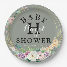 エレガントフローラベビーシャワーパーティー紙プレート ペーパープレート