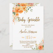 エレガントフローラベビーシャワー招待状ベビー散布機 招待状 (正面/裏面)