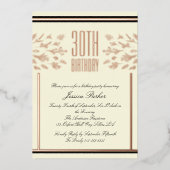 エレガントフローラベージュミニマル誕生日招待状 箔招待状 (正面)