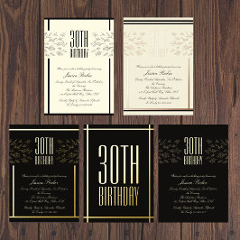 エレガントフローラベージュミニマル誕生日招待状 箔招待状