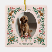 エレガントフローラペット写真クリスマスくるみ割り セラミックオーナメント (正面)