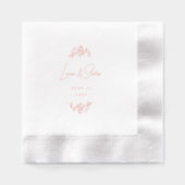 エレガントフローラホイ結婚ルのパーソナライズされたバラ金ゴールド 箔ナプキン (正面)